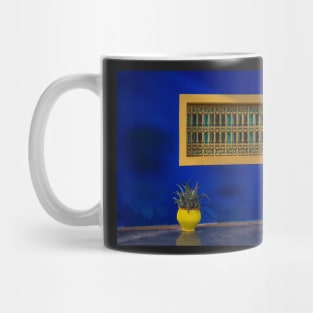 Blue wall and yellow window Mug